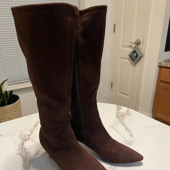 Chocolate Brown Knee-High Women's Boots - Picture 3 of 7